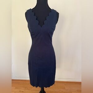 Banana Republic Scalloped Navy Midi Dress